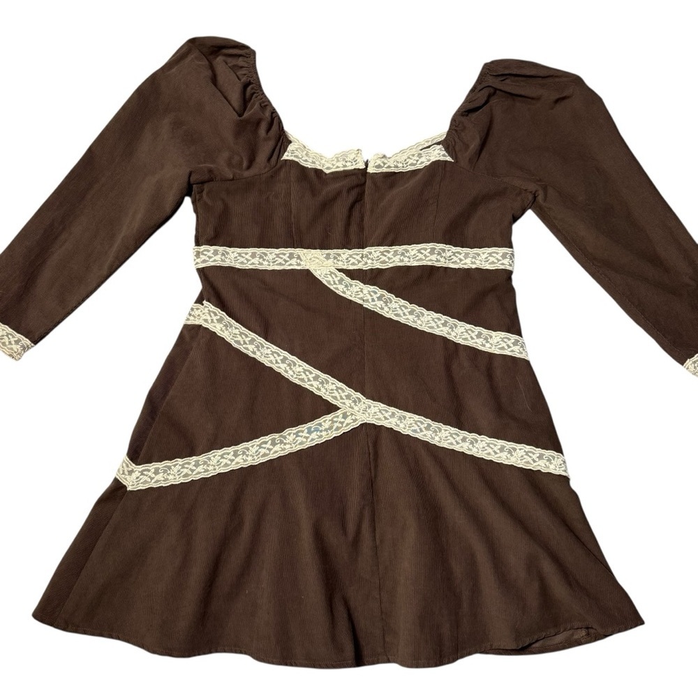 NWT New $168 Free People Tennley Corduroy Mini Chocolate Torte Dress Size XL - Picture 4 of 10